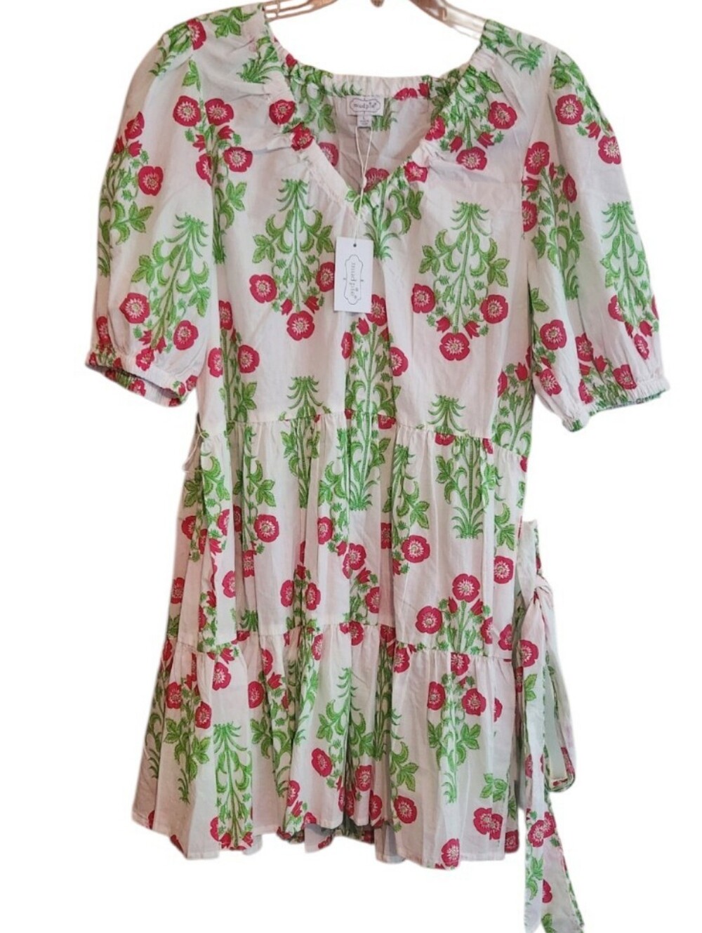 NWT Mudpie Audra Vneck Dress 100% Cotton